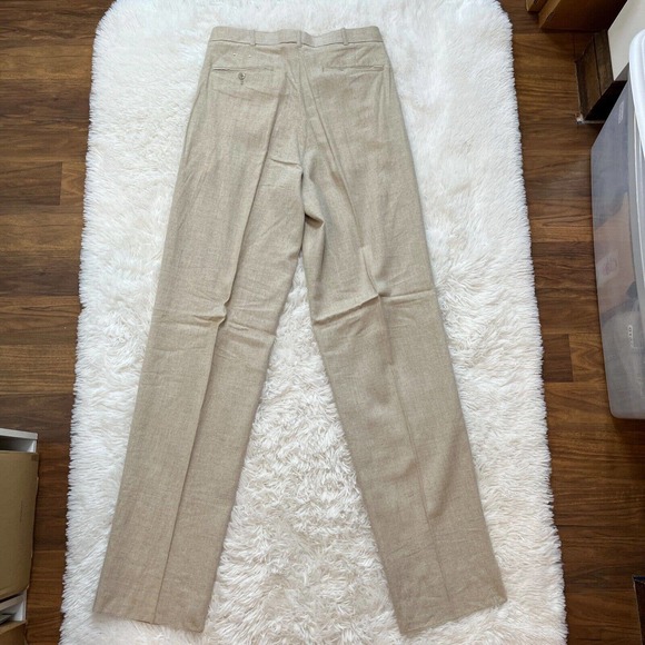 Pronti Collection by Phita Men's Pants 32 Linen Rayon Cream Trousers Pleated - Picture 6 of 10